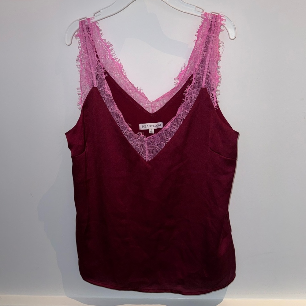 Heartloom Burgundy and Pink Lace Tank